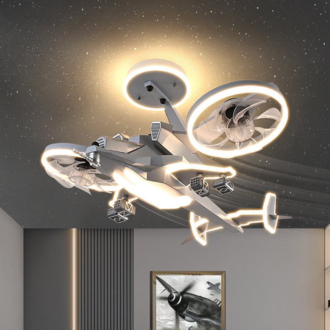 Aviator LED Ceiling Fan with Full Spectrum Light for Kids' Rooms