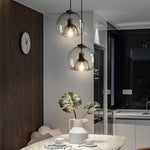 Smoked Glass Pendant Light with Matte Black Metal Shade