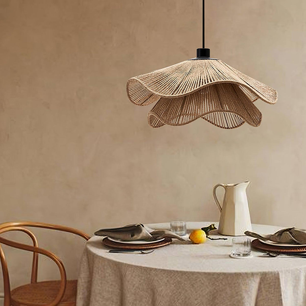 Vintage Straw Hat Petal Chandelier