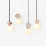 Orla Travertine Pendant Light – Sculptural Stone & Opal Glass