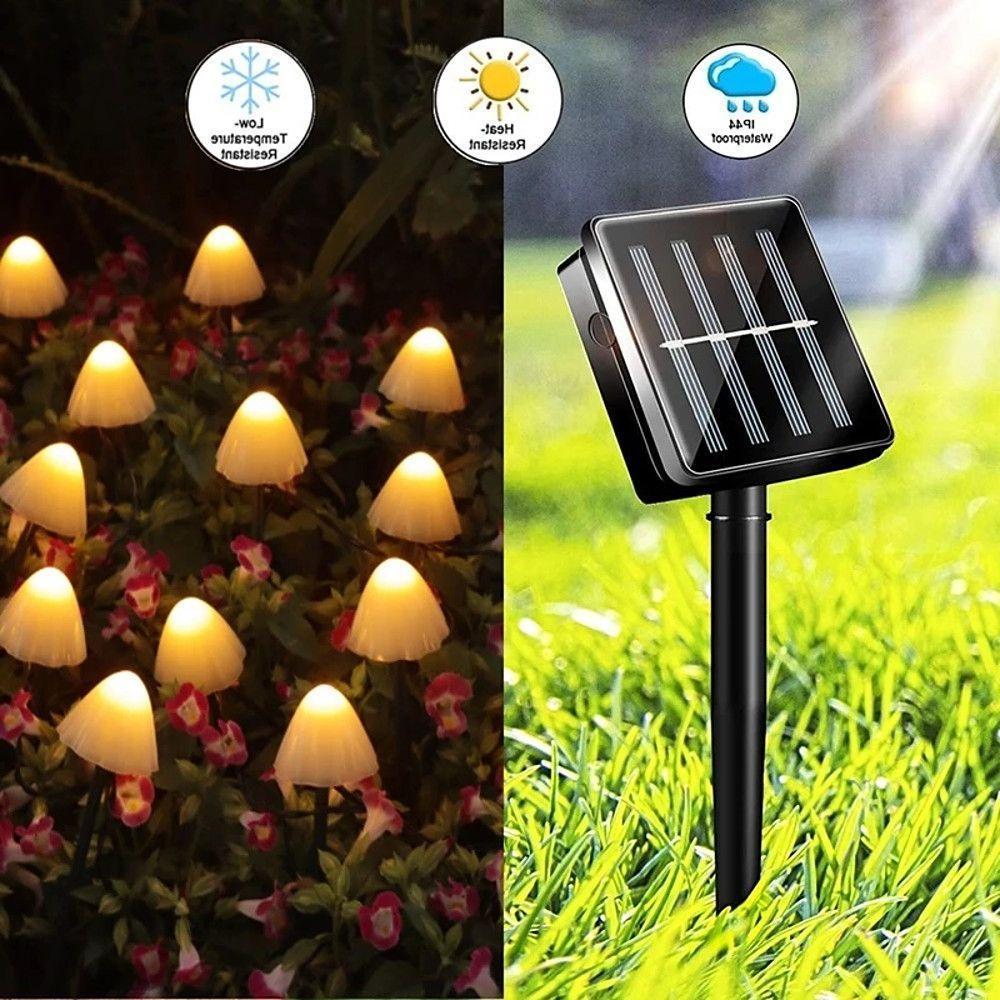 Outdoor Mini Mushroom Rgb Solar 16 40 Ft String Lights