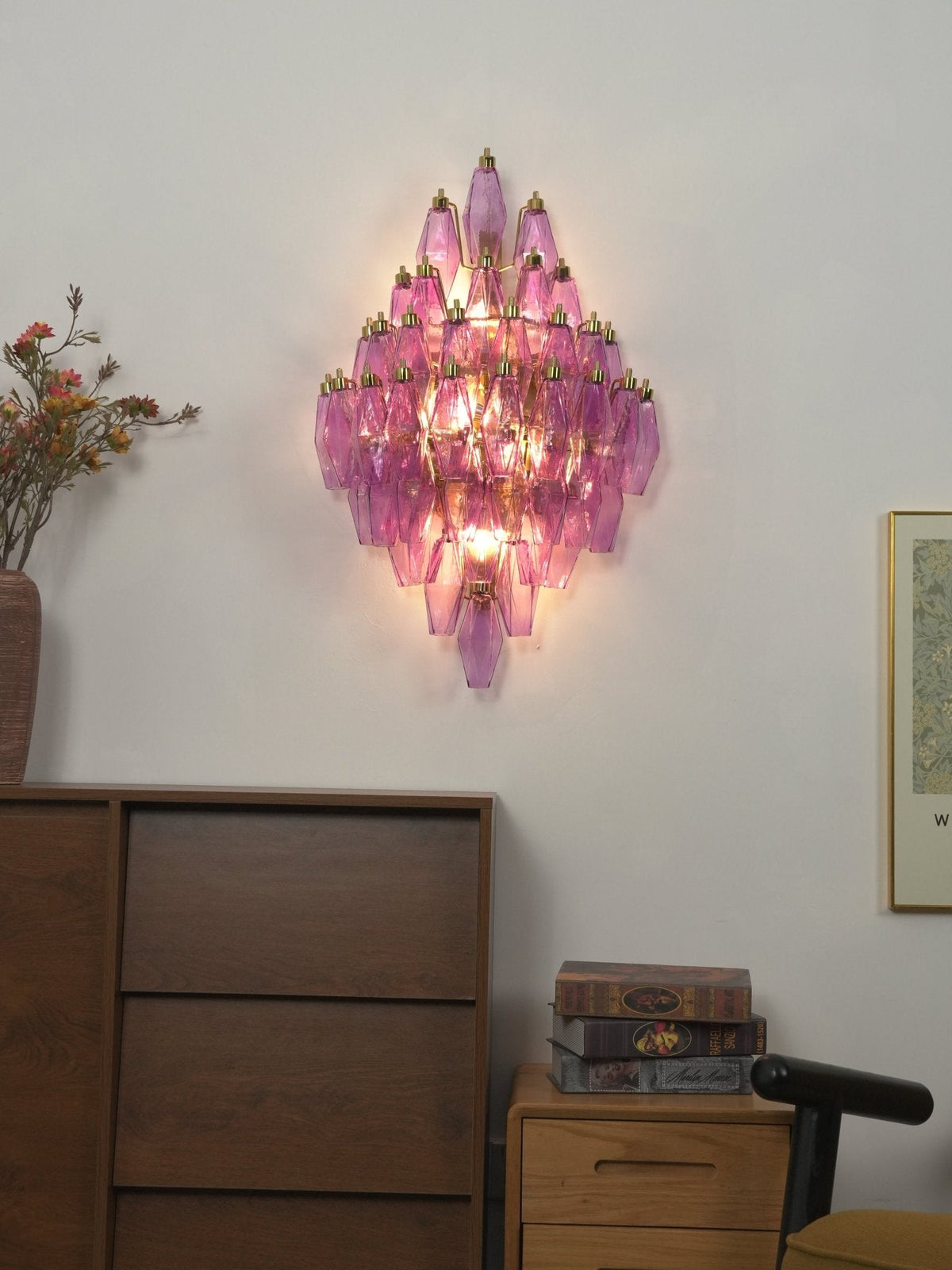 Sorrento Wall Sconce in Brass with Multicolored Glass Shades