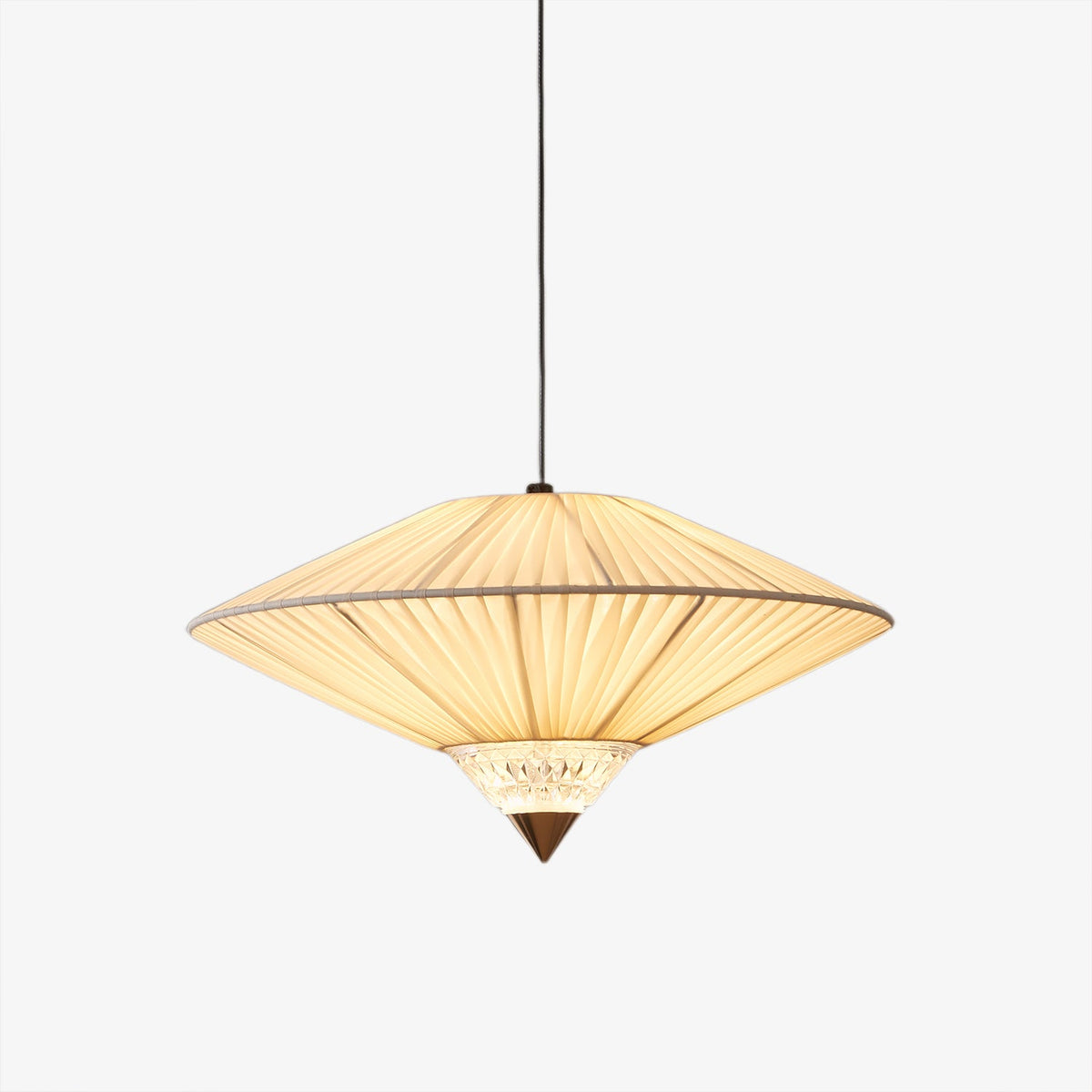 Suki Decorative Pendant Light – Pleated Fabric Shade with Crystal Diffuser
