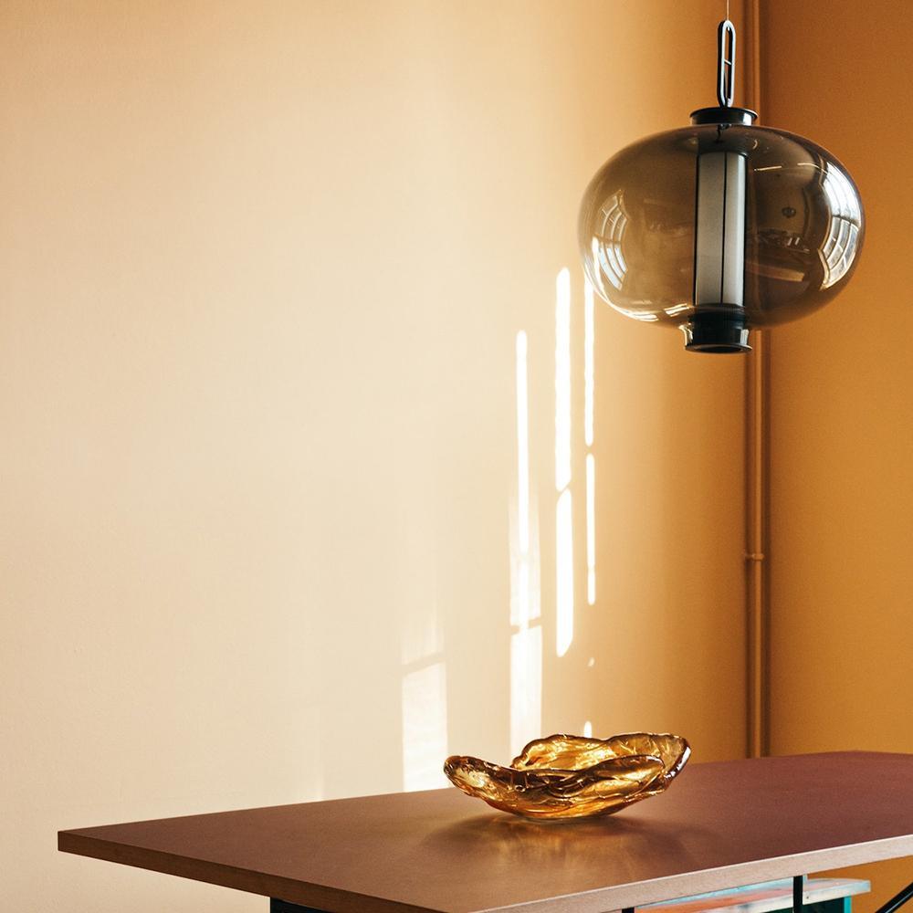 Bai Family Blown Glass Pendant Light in Bronze for Dining and Entry