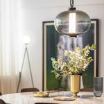 Bai Family Blown Glass Pendant Light in Bronze for Dining and Entry