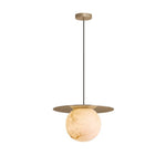 Marble Ball Pendant Light with Brass Accent – Nordic Modern Hanging Lamp