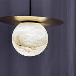 Marble Ball Pendant Light with Brass Accent – Nordic Modern Hanging Lamp