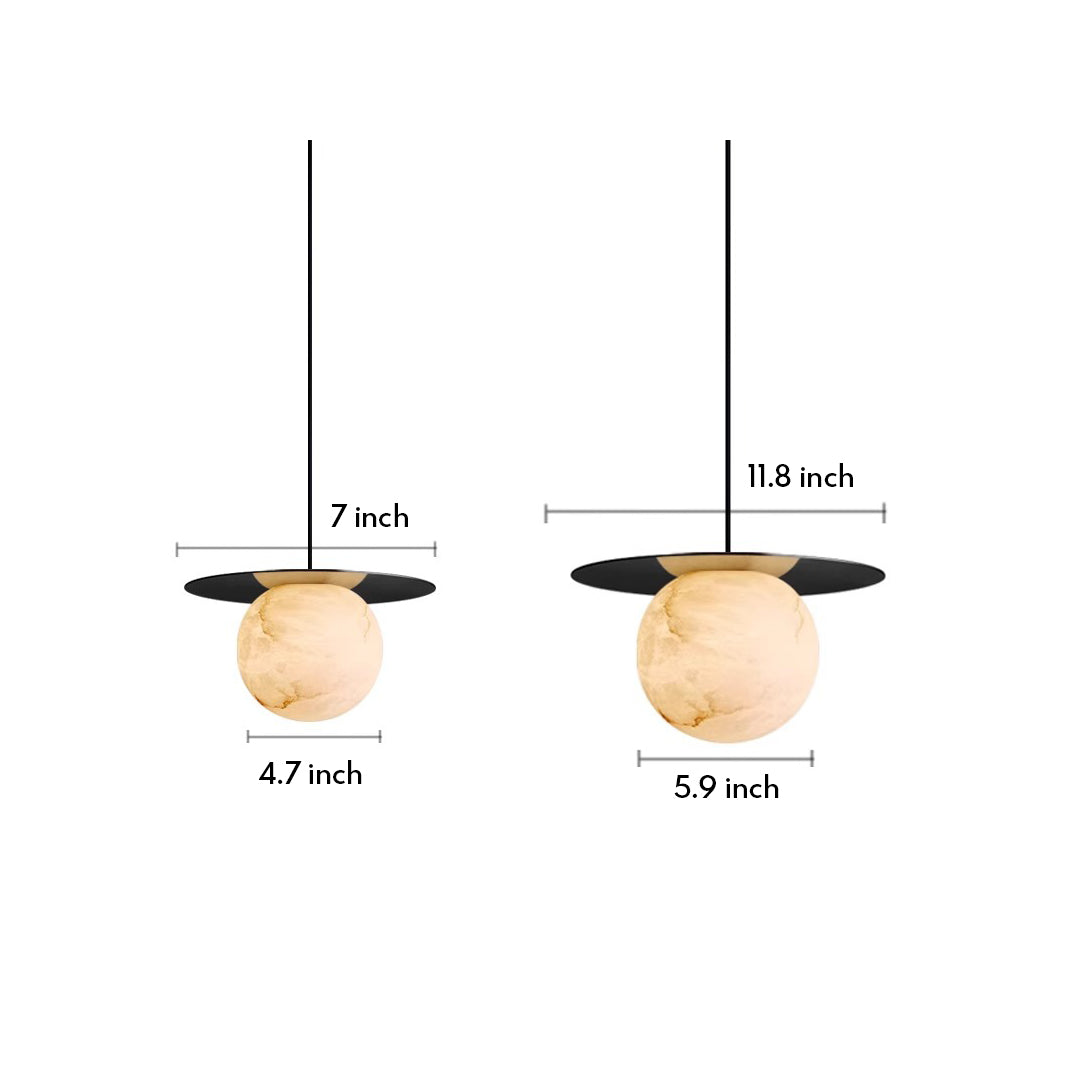 Marble Ball Pendant Light with Brass Accent – Nordic Modern Hanging Lamp