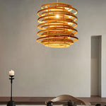Artisan Bamboo Cylinder Pendant Light with Warm LED Glow