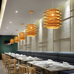 Artisan Bamboo Cylinder Pendant Light with Warm LED Glow