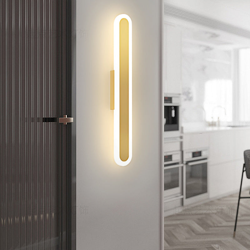 Modern Oval Bar Wall Light with Dimmable LED, Gold or Black Finish