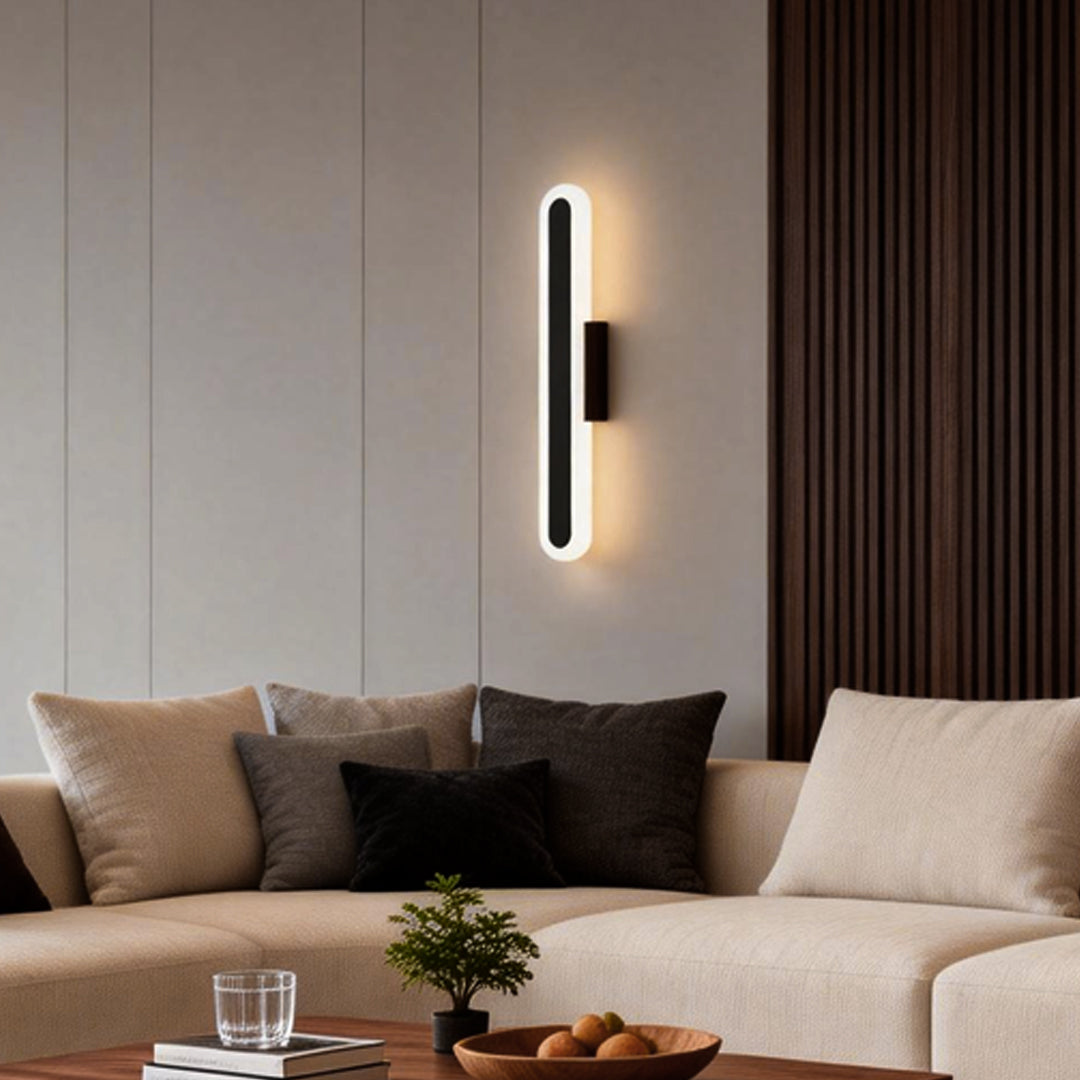 Modern Oval Bar Wall Light with Dimmable LED, Gold or Black Finish