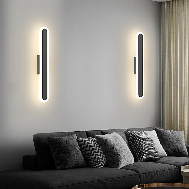 Modern Oval Bar Wall Light with Dimmable LED, Gold or Black Finish