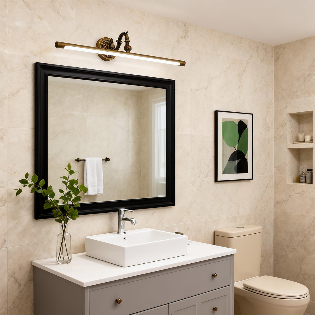 Luxury Brass LED Vanity Light for Bathroom Mirror | Modern Wall Mount
