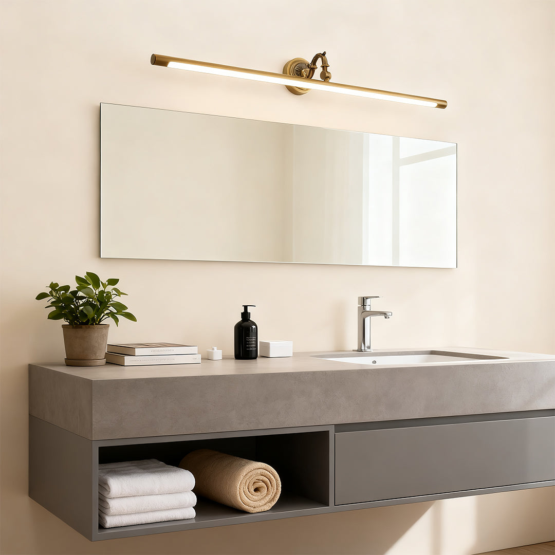 Luxury Brass LED Vanity Light for Bathroom Mirror | Modern Wall Mount