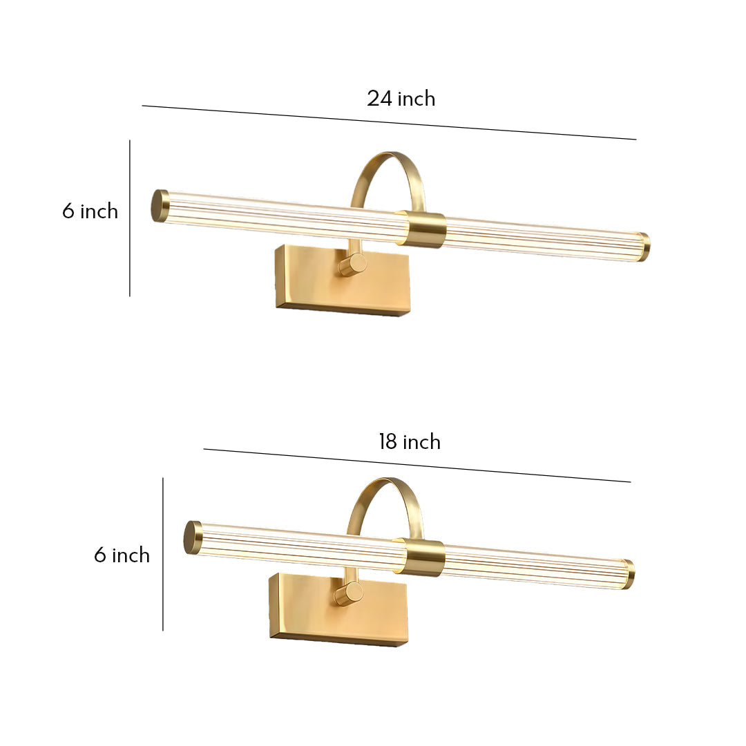 Aurora Nordic Brass Vanity Light Bar for Bathroom Mirror