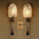 Alabaster Obelisk Double Sconce in Brass and Marble