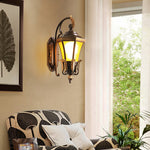European Copper Outdoor Wall Sconce with Frosted Glass Shade