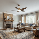 Sirocco Breeze Ceiling Fan with Integrated LED Light, Walnut and Brass, 42"