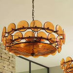 Solaris Disc Glass Chandelier – Two-Tier Gold & Murano-Style Glass Pendant