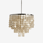Pearl Shell Chandelier – Natural Shell Disc Pendant Light for Coastal Interiors