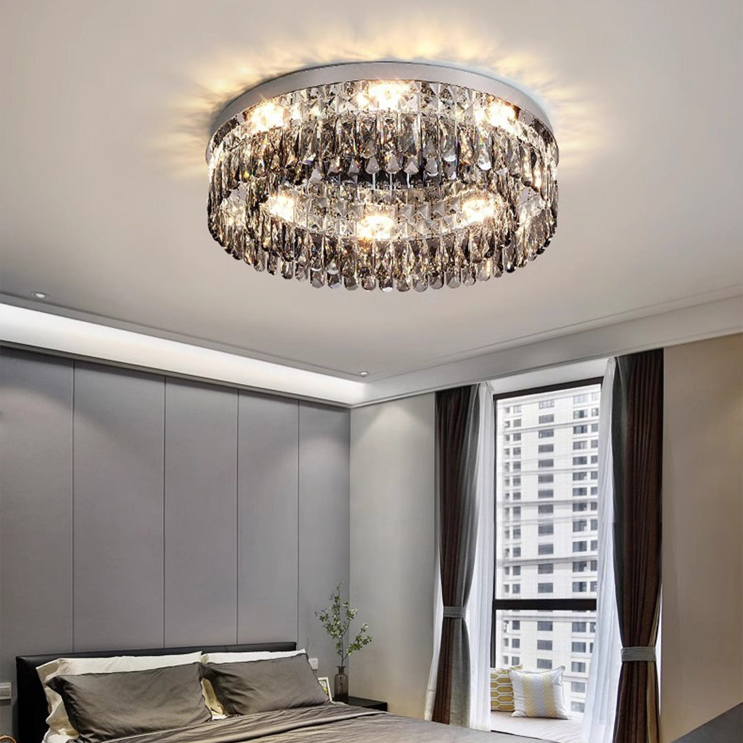 Lumière Cristal LED Ceiling Light – French Crystal Flush Mount in Polished Chrome