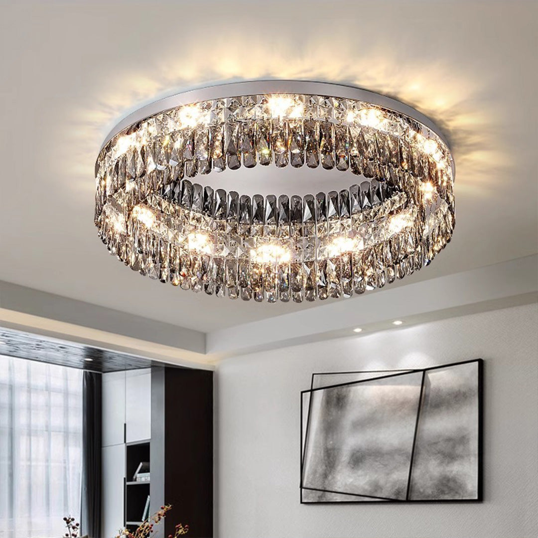 Lumière Cristal LED Ceiling Light – French Crystal Flush Mount in Polished Chrome