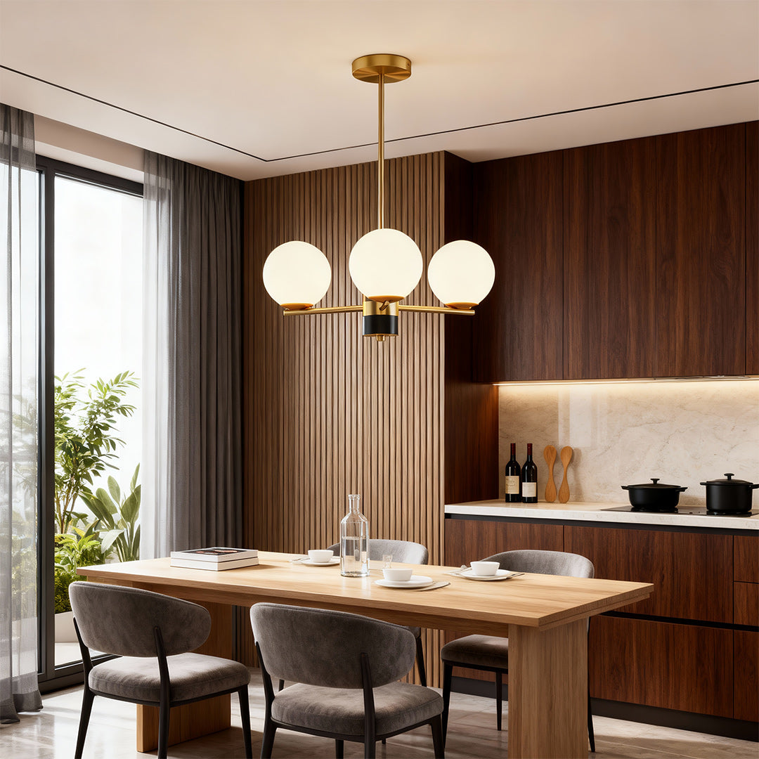 Modern Copper Art Glass Chandelier for Dining Room and Living Space
