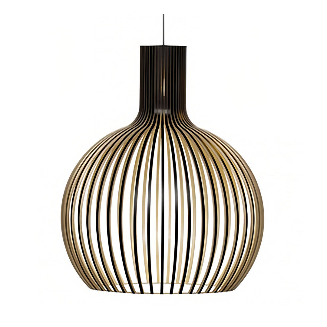 Handcrafted Wooden Birdcage Pendant Light with E27 Socket