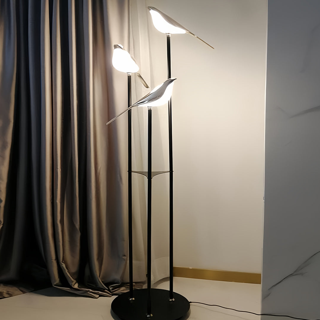 Aurelia Trio Floor Lamp — Sculptural Bird-Inspired LED Accent Light in Gold