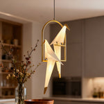 Origami Crane Wall Sconce in Gold Accent, Modern Nordic Bird Light