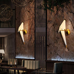 Origami Crane Wall Sconce in Gold Accent, Modern Nordic Bird Light