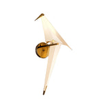 Origami Crane Wall Sconce in Gold Accent, Modern Nordic Bird Light