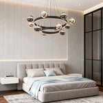 Aurelia Modern Chandelier in Black and Gold with LED Acrylic Shades