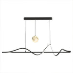 Art Deco Moon Pendant Light with Adjustable Chain, Dimmable LED Linear Suspension
