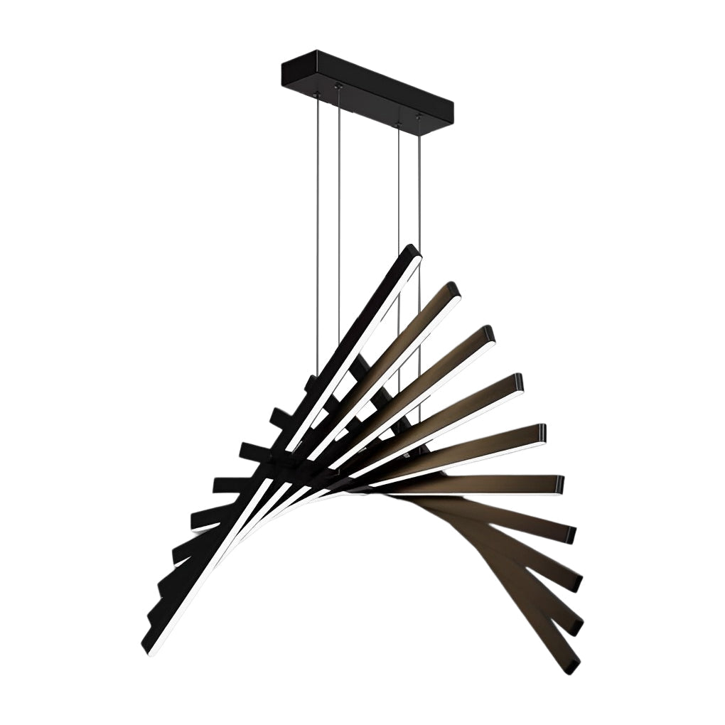 Waves Fishbone LED Chandelier – Modern Nordic Linear Pendant Light