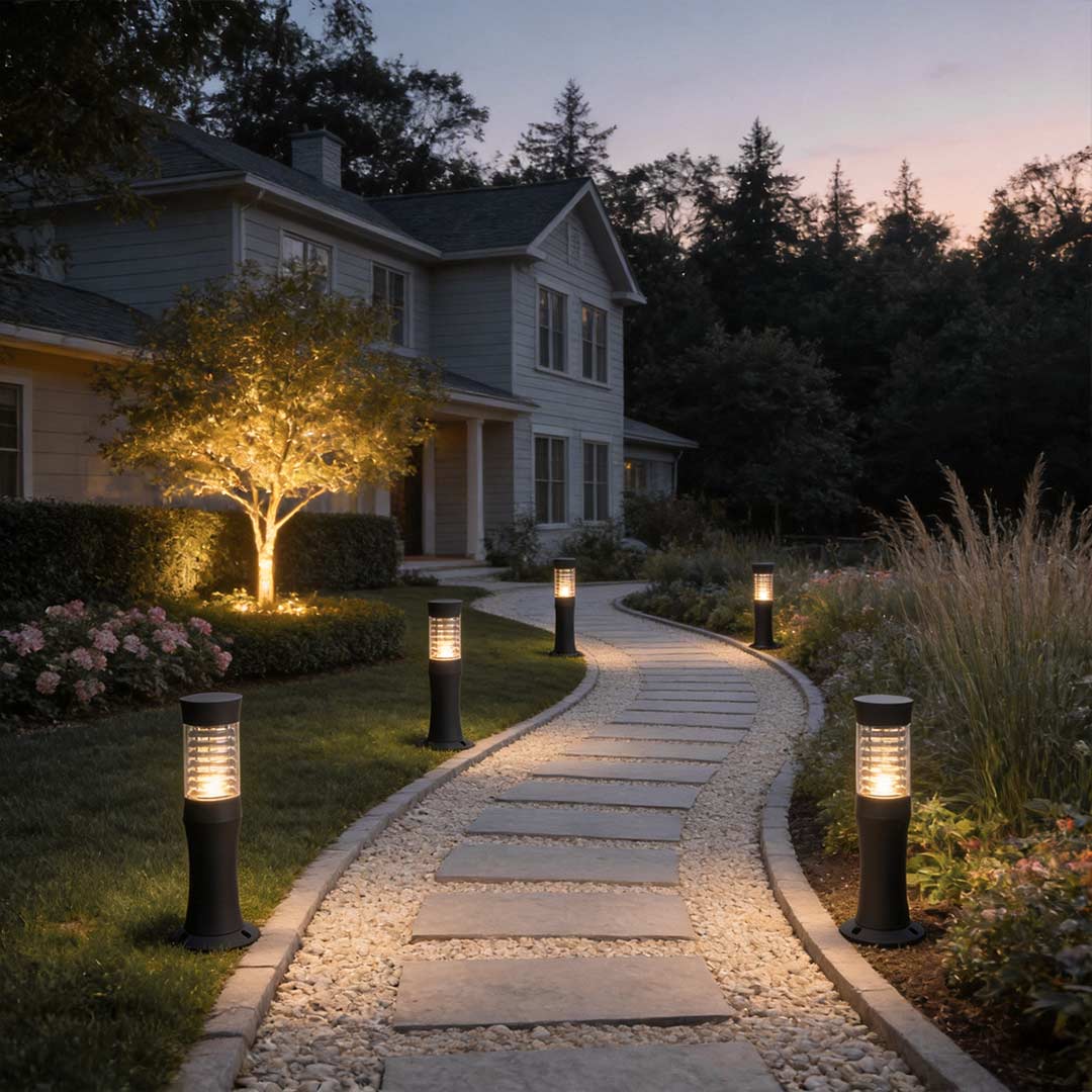 Modern Minimalist Black Bollard Garden Lights for Pathways and Landscapes