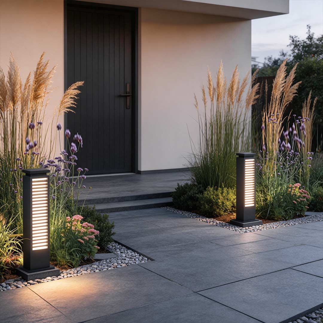 Streamlined Stainless Steel LED Bollard Light in Matte Black for Modern Landscapes