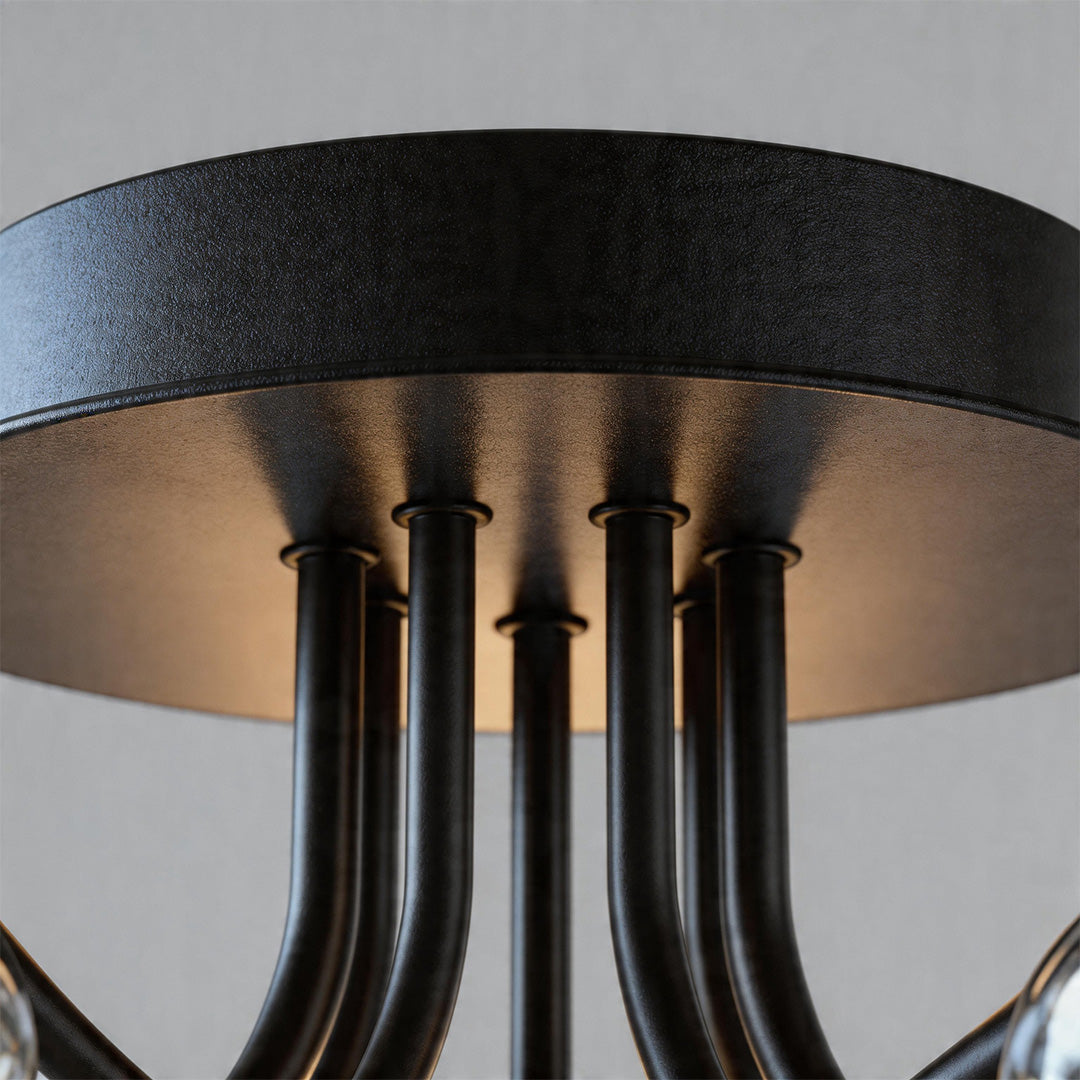 Lumina Glass Flush Mount Ceiling Light — Modern LED Fixture in Black