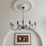 Black Candle Chandelier with Adjustable Chain Ceiling Light