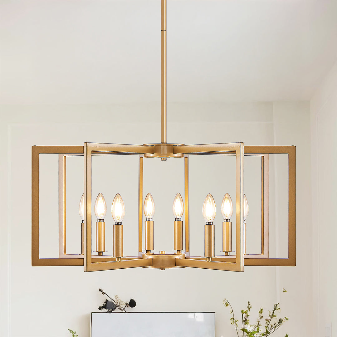 Industrial Candle Chandelier with Adjustable Height, 6 or 8 Lights