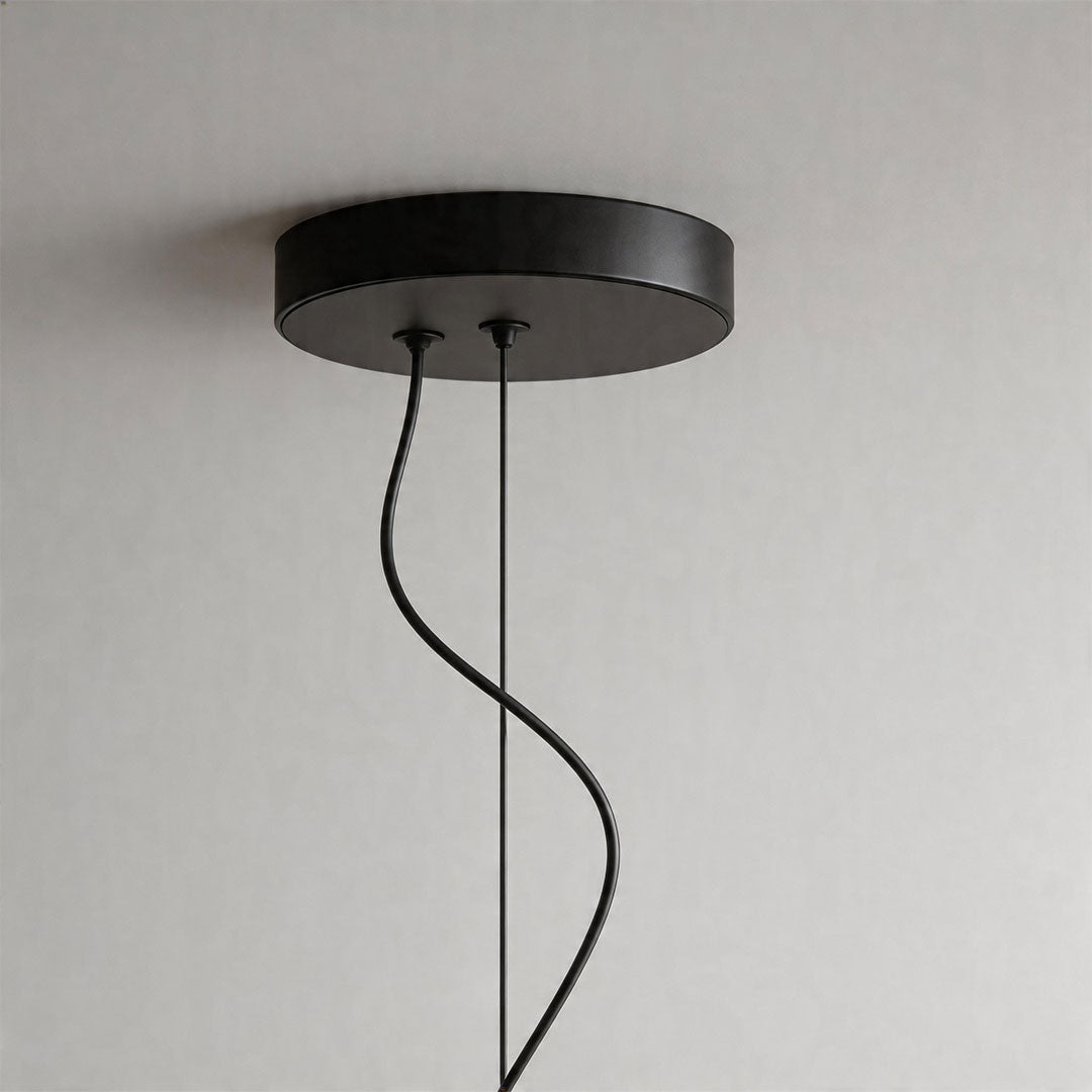 Modern Black Chandelier with White Glass Shades for Dining Room and Living Room