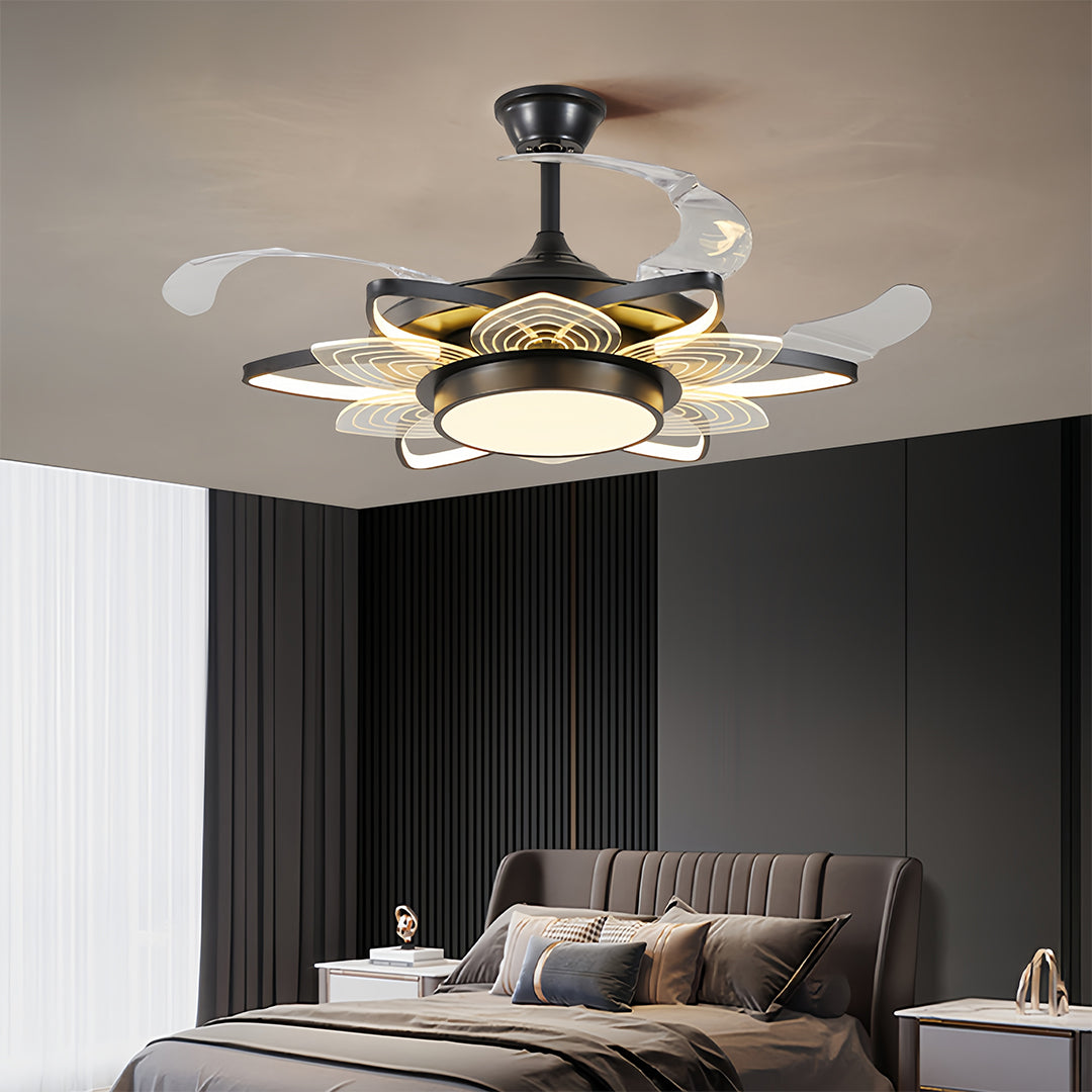Aria Black Minimalist Ceiling Fan with Integrated LED Light