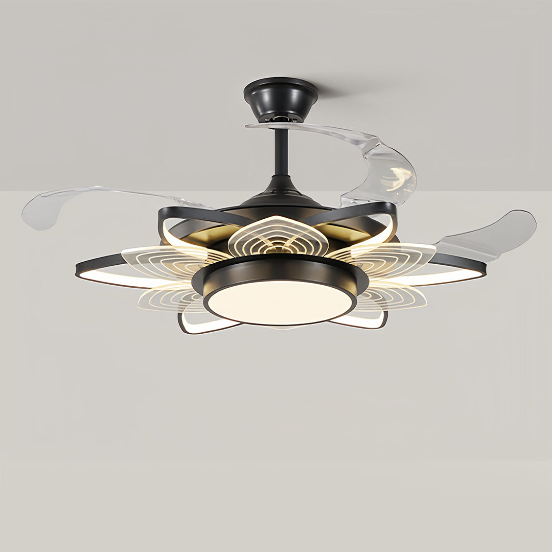 Aria Black Minimalist Ceiling Fan with Integrated LED Light
