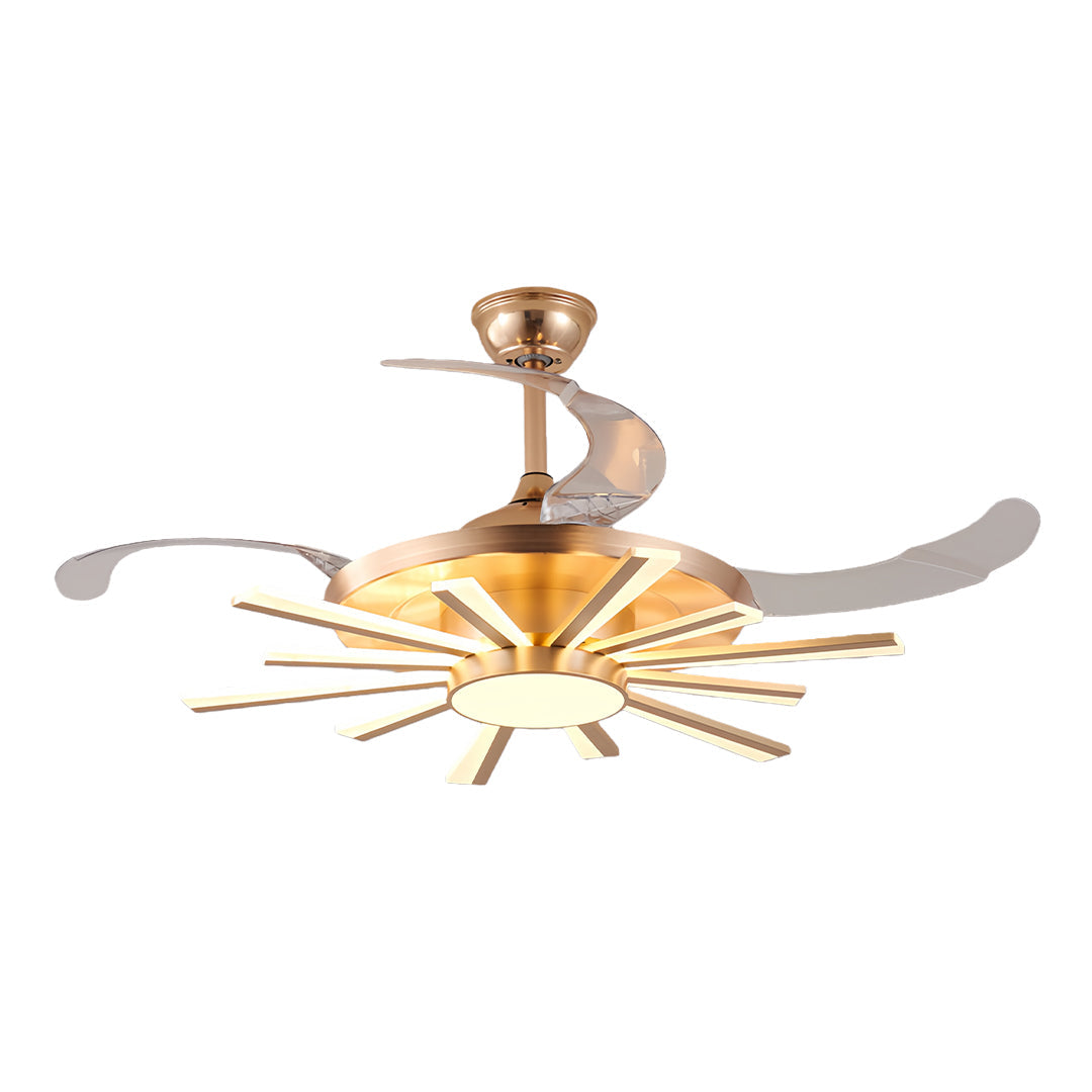 Modern Multi-Head Ceiling Fan with Integrated LED Light in Black or Gold