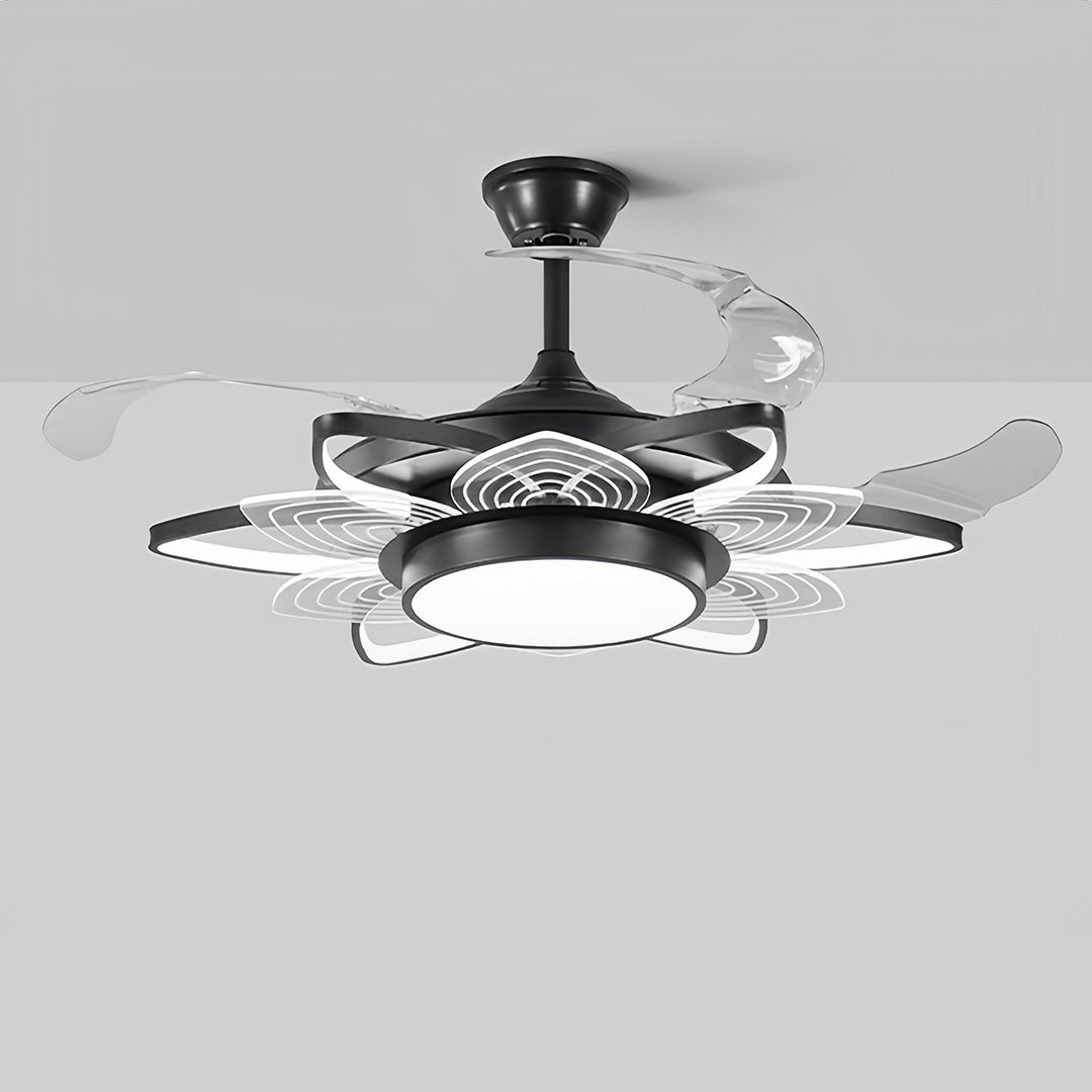 Aria Black Minimalist Ceiling Fan with Integrated LED Light
