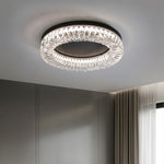 Nero Round LED Flush Mount Ceiling Light with Crystal Accents