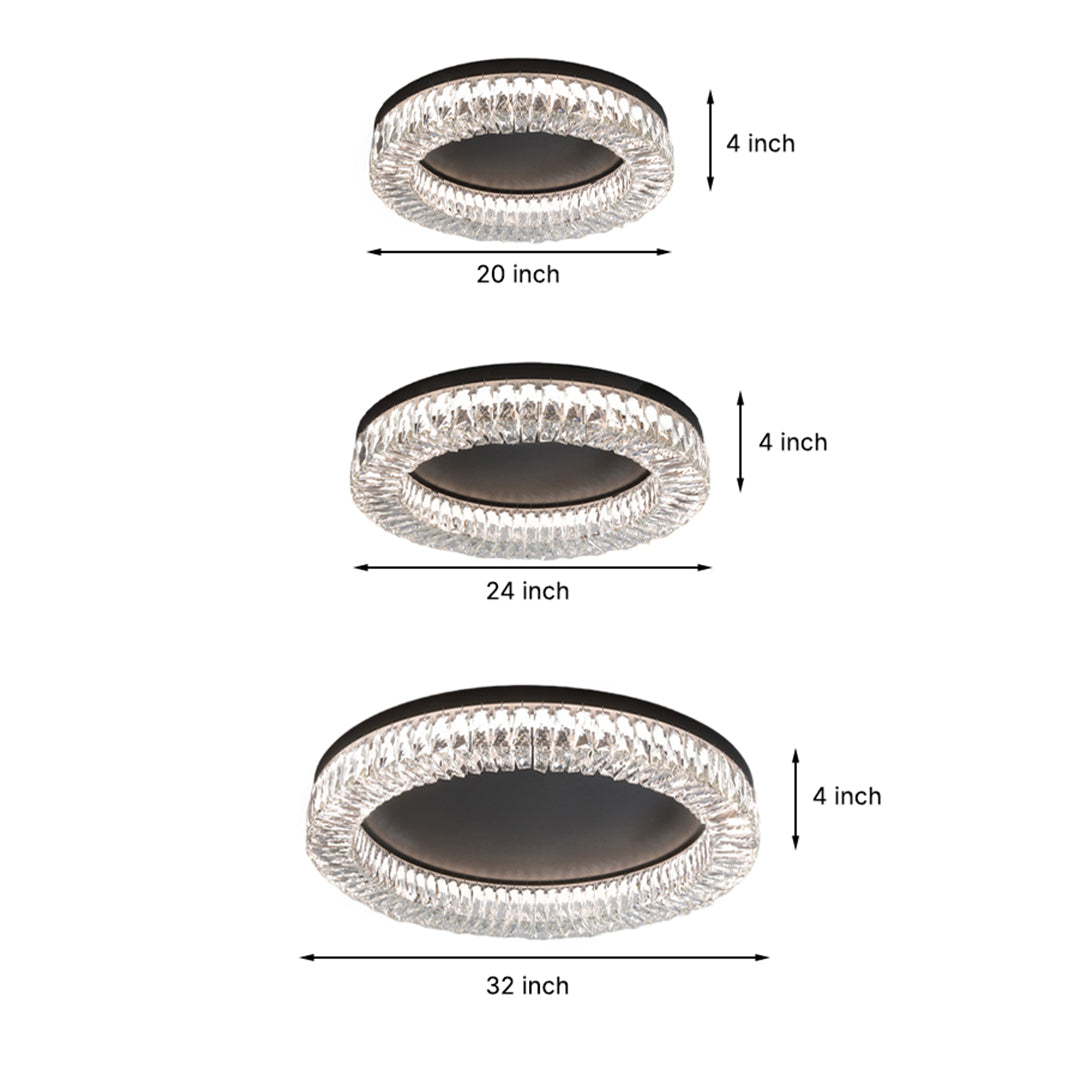 Nero Round LED Flush Mount Ceiling Light with Crystal Accents