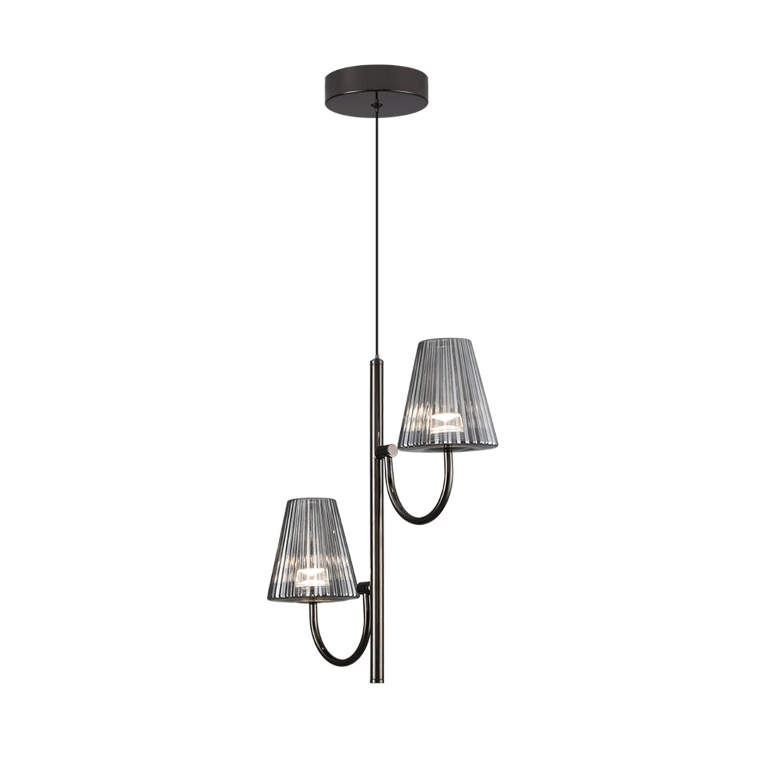 Modern Black LED Pendant Light with Glass Shade for Dining Room and Kitchen Island