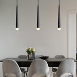 Slim Cylinder LED Pendant Light in Gold or Black with Crystal Accents